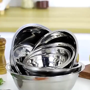 Nipiin Stainless Steel Soup Bowl Set Lightweight Dinnerware Soup Basin Multi-size Durable Pot 14-28CM Canteen Bowl