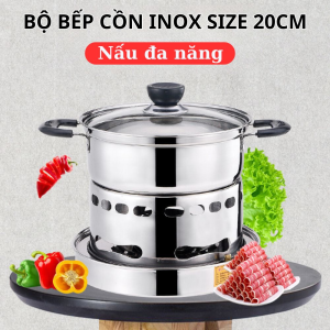 Bộ Bếp Cồn INOX / Nồi Lẩu Chất liệu INOX dày. Combo bộ bếp cồn nồi lẩu chuyên cho quán ăn nhà hàng và gia đình