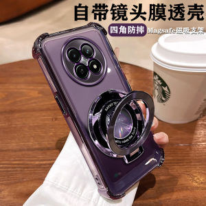 เคสโทรศัพท์ Realme 12 แบบนิ่มใสพร้อมฟิล์มเลนส์ ป้องกันการตกหล่นแบบแม่เหล็กพร้อมขาตั้ง 5G รุ่นใหม่ ดีไซน์หรูหรา