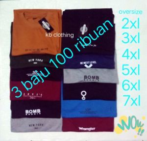 kaos distro jumbo pria 2xl 3xl 4xl 5xl 6xl 7xl~baju bigsize oversize~warna dan motif random