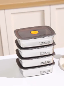 (6PCS Set) 304 Stainless Steel Lunch Box With Cover Vacuum Antibacterial Container Food Storage Box Refrigerator Food Fresh-Keeping Box SUS316 Stainless Steel Sealed Leakproof Oven Food Stora