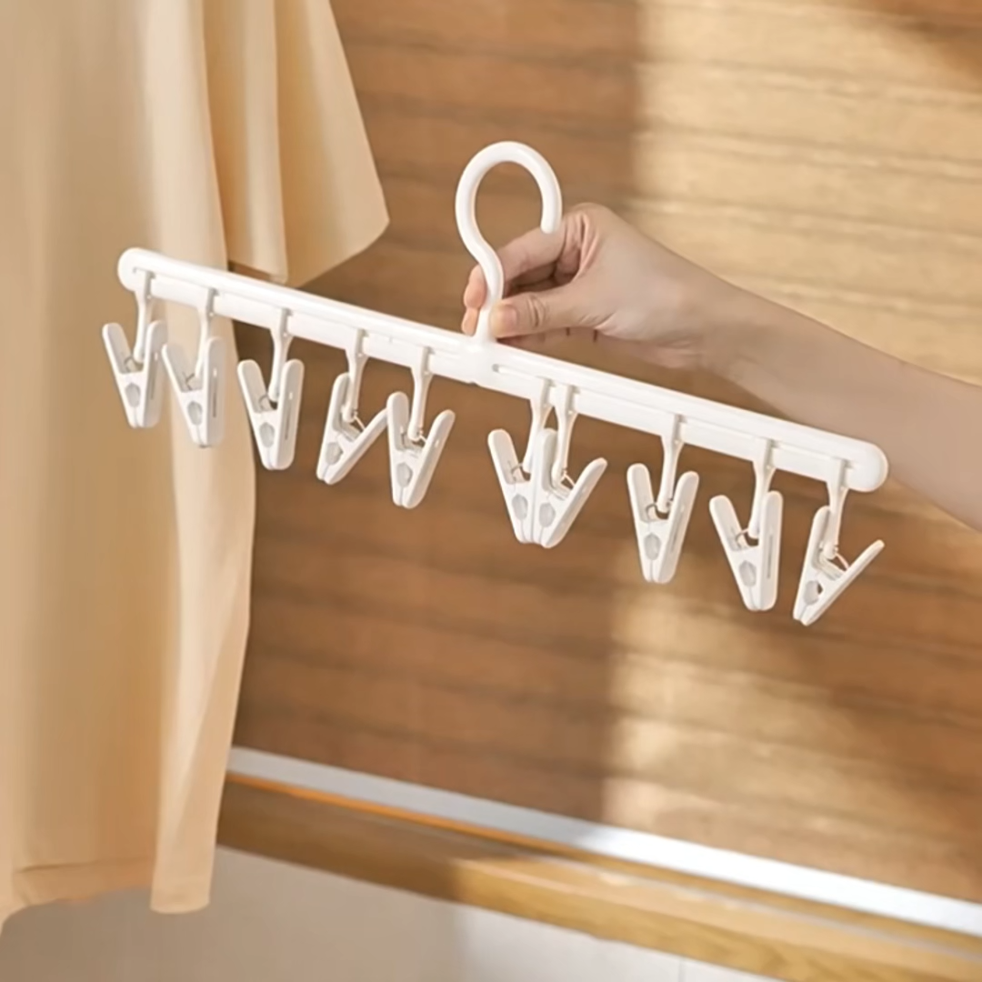 ราวตากผ้า ราวตากผ้าแถวเดียว คลิปหนีบ 10 ตัว Single drying rack ถุงเท้าแขวนกับราวตากผ้า