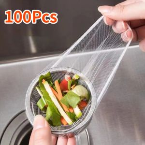 100Pcs/pack Disposable Kitchen Sink Strainer Mesh Bags Collect Food Waste Leftovers Debris Easy Cleaning Kitchen Accessories