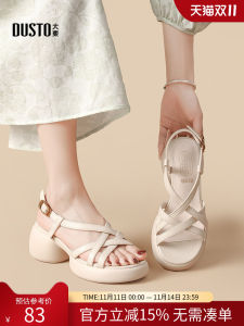 Elegant Fashionable Womens Sandals DUSTO Summer 2025 Tie-Strap High Heels round Toe Single Buckle PU Material Glue Adhesive Shoes