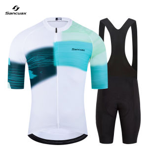 SANCUAX Nam Ngắn Tay Mùa Hè Bộ Áo Đạp Xe MTB Thoáng Khí Xe Đạp Mặc Với Miếng Gel Full Dây Kéo Ropa Ciclismo