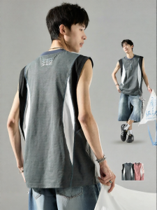 SZON | Áo Thun Phối Màu Chữ Hồi Cổ Mùa Hè