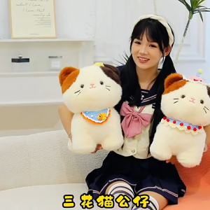 Tricolor Cat Doll Cute Cat Plush Doll Toy Companion Cat Doll Birthday Gift 三花猫玩偶