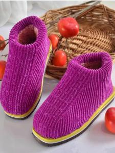 Wool Woven Cotton Shoes Finished Cotton Slippers Couple Wedding Winter Warm Fleece-Lined Thickened Non Slip Chenille Cotton Boots