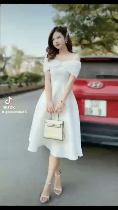 miễn phí chỉnh váy) đầm dạ hội trắng trễ vai váy xoè phồng to cô dâu đi bàn  nhẹ nhàng chụp hình cưới giá rẻ | Shopee Việt Nam