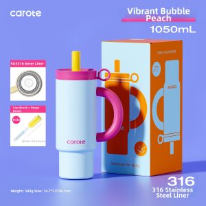CAROTE | Large Capacity Insulated Thermos Cup With Straw