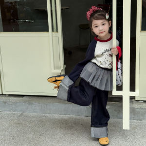 เสื้อยืดแขนยาวลายการ์ตูนสำหรับเด็กผู้หญิง ฤดูใบไม้ร่วง 2025 เสื้อยืดแขนยาวสไตล์เกาหลี สำหรับเด็กอนุบาล เสื้อผ้าเด็ก