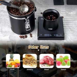 IKAPE | IKAPE Rechargeable Coffee Scale Gravity Sensing Espresso Scale with Timer 2kg/0.1g High Precision LED Display Auto-Tare