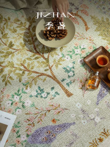 Washable Green French Country Bedside Rug