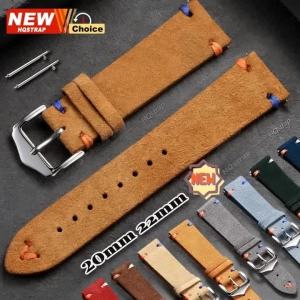 2026new 20mm 22mm Soft Suede Strap Handmade Stitching Smartwatch Watch Band Women Men Wristband for Seiko Bracelet for Rolex
