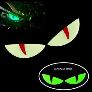 2Pcs 3D Luminous Vinyl Motorcycle Reflective Sticker Cute Devils Eye Scooter Windshield Accessories For BMW Honda Yamaha Suzuki