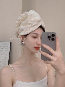 French High Aesthetic Double Layer Thick Super Absorbent Hair Drying Cap Womens Quick Dry Shampoo Towel Headscarf Hair Drying Tool
