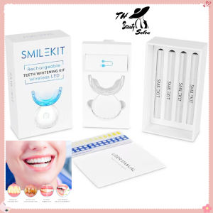 TH Beauty Salon ชุดฟอกฟันขาวเดนติเครื่องฟอกสีฟันระดับไฮเอนด์แบบไร้สายเครื่องไฟ LED SMILEKIT ชุดดูแลช่องปาก 4 ปากกาฟอกสีฟัน 35% ยูเรียเปอร์ออกไซด์เจลไวท์เทนนิ่งหลอดไฟที่มีป