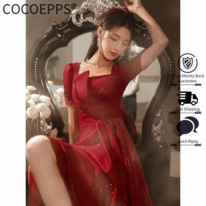 Cocoepps 2023 tính cách thanh lịch mới màu đỏ đính hôn ăn mặc thường có thể mặc một ĐầM Dạ HộI nhỏ