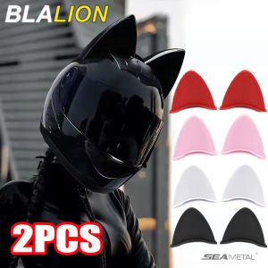 BLALION 2pcs Helmet Cat Ears Decoration Motorcycle Electric Car Driving Styling Cute Cat Ears Stickers Decor Helmet Accessories