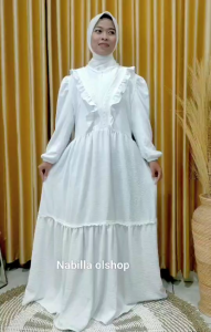 Gamis Dewasa  Saqila Dress Jumbo Varian Renda Busui Tangan Balon Mewah