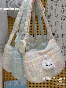 กระเป๋าสะพายไหล่ทรงหม้อจีนสุดเก๋ ความจุขนาดใหญ่ ดีไซน์เฉพาะตัว กระเป๋าสะพายไหล่ผู้หญิง สไตล์ญี่ปุ่น INS วัสดุขนแกะ ฤดูใบไม้ร่วง/ฤดูหนาว