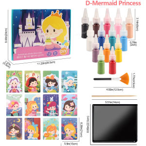 Magic Sand Art Kit for Kids Princess / Castle / Animal Cards with Color Sand Kit DIY Educational Montessori Toys Boy Girl Gift