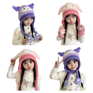 Kids Winter Windproof Earflaps Plush Bonnet Girl Clow M Thickened Knitting Woolen Cap Baby Boy Heattech Hat