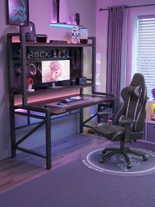 Multi-functional Modern Computer Desk for Gaming and Study with Bookshelf