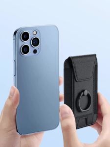 Magsafe Phone Ring Stand Magnetic Card Holder with Flap Cover PU Phone Case Slim Wallet Men Women for Iphone 12 13 14 15 16 Pro