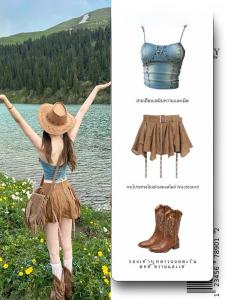 Retro Western Style Cotton Asymmetrical Skirt Dress Sleeveless One-word Collar for Women Travel Outfit for Xinjiang Grassland