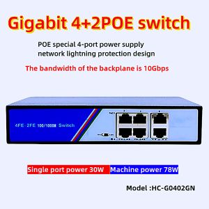 Gigabit 4+2POE Switch: Branch Cable Watchdog & Super Remote Transmission
