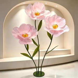 Giant Artificial Poppy Flower Set with Base 180cm Tall Window Display Wedding Decor