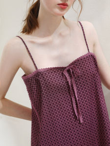 XEXZ | Pure Cotton Lace Print Halter Nightgown French Sweet Butterfly Knot Casual Home Clothes Sleepwear Breathable Comfortable Summer