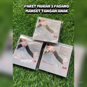 Paket 3 Pasang Manset Tangan Anak Polos Mangset Lengan Anak Rayon Premium Usia 7 Sampai 10 Tahun Panjang