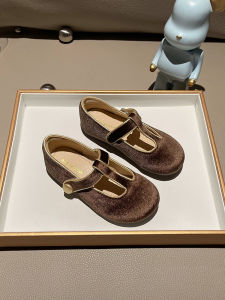 Girls Velvet Surface Princess Shoes Spring New Style Retro Versatile Childrens Single Shoes for Medium And Large Children