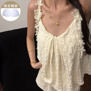 ชุดนอนแขนสั้นผ้าฝ้ายลายทางสีฟ้าสำหรับผู้หญิงในช่วงฤดูร้อน ชุดนอนลำลองแบบสวมหัว แขนกุด กระโปรงสั้น คอกลม ความยาวปกติ