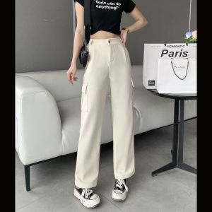 Highwaisted Cargo Colduroy Pants w/ButtonsZipper for Womens