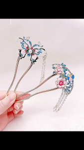 Jepit Rambut Sanggul Tusuk Konde Rumbai Tassel Hanfu U-Shaped Pearl Flower Hair Fork TBRM