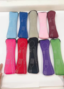 ZH056 Pouches Spoon Set 3in1 Set  Stainless Steel Dinner Tableware Portable Travel Spoon Chopsticks Fork Set