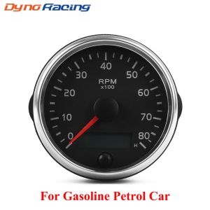 85MM Tachometer 0-8000RPM 12V/24V Tacho Meter with 10 Colors RPM Gauge With LCD Hourmeter For Gasoline Petrol Car Marine Boat