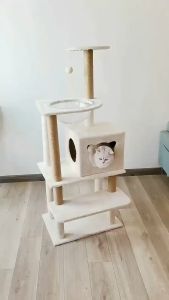 [SG STOCK] [SG SELLER] Large Cat Tree Multi-Level Pet Cat Tree Tower House Bed Nest Condo Wooden Post Large Cat Tree Scratching Pole with Hammock/Rest bed/Toys