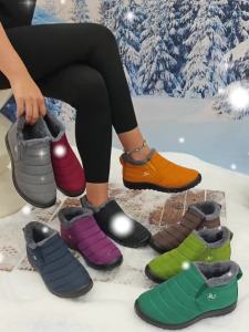 Womens Waterproof Non-slip Warm Snow Shoes Comfortable Low Top Hiking Shoes