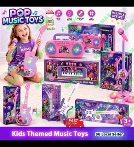 【SG Ready Stock】Kids K-Pop Demon Hunters Music Toy★Light-Up Guitar✅Microphone✅Singing Machine/Boombox✅Kids Singing Toy Gift✅Christmas/Birthday Gift/Presents✅