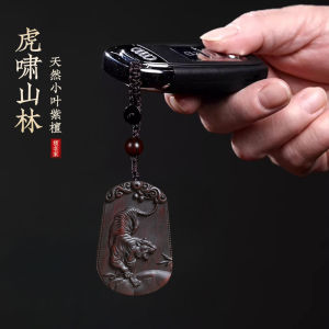 Zoic Tiger Wooden Pendant Necklace Zodiac Animal Tiger Buddha Amulet Car Hanging Ornament Ethnic Style Fashion Jewelry Accessory