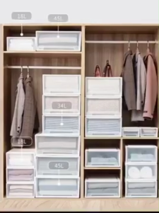 JJ.SG Stackable Storage Drawer Box Large Capacity Plastic Box Cabinet Organizer Home Wardrobe
