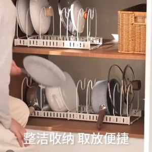 ●SG Stock● Expandable Pots Lids Storage Rack Adjustable Pans Storage Rack Retractable Cabinet Organizer Rack Under Sink Organizer Rack Kitchenware Dividers Holder for Baking Plate Baking Tray Plates Cutting Boards Muffin Tins Baking Sheet