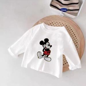 Pure Cotton Kids White Long Sleeve T-shirt Bottoming Shirt 2024 Spring and Autumn New Arrival Children Toddler Baby Inner Wear Clothes