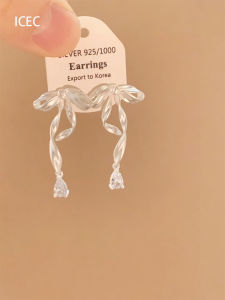 Korean Style Waterdrop Butterfly Knot Dangle Earrings Women Simple Fashion Ageless Cold Sensation Art Student Beautiful Ear Jewelry