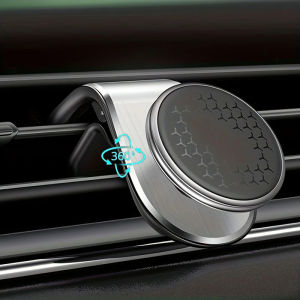 360 Rotatable Air Vent Magnetic Car Phone Holder Metal Universal Mobile Phone Stand For IPhone 15 Samsung Car GPS Support Mount