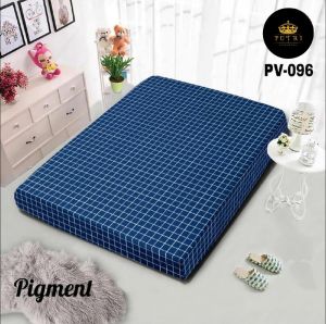 Sarung Kasur Busa Ressleting motif kotak hitam kotak biru dan kotak abu bahan polyester premium terlaris murah berkualitas